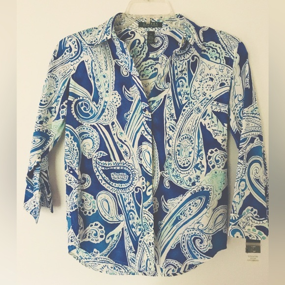 NWT Lauren Ralph Lauren Cotton Paisley Shirt - Picture 1 of 6